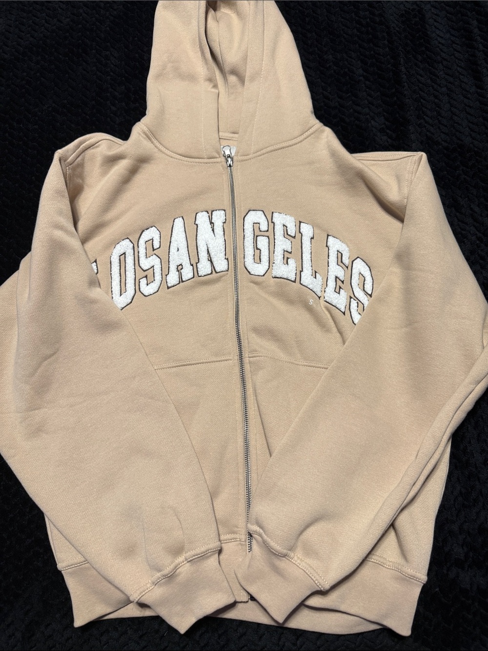 PacSun Tan Zip-Up Hoodie with White 'Los Angeles' Applique